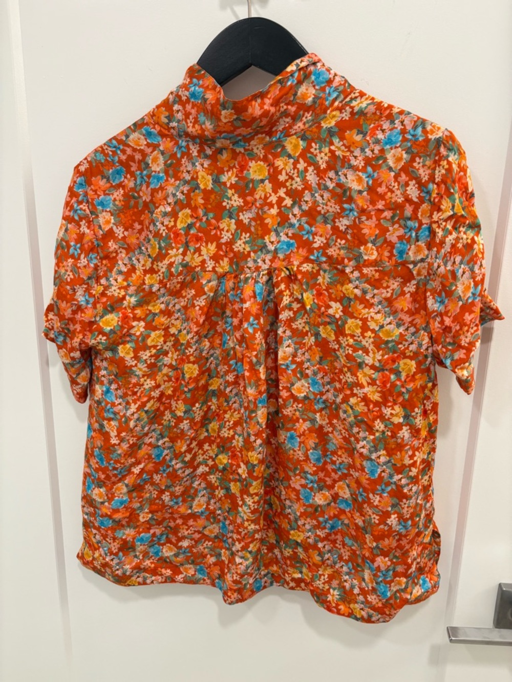 Roller Rabbit Orange Floral Oversized Cropped Button Down Shirt Size Small - Picture 6 of 11
